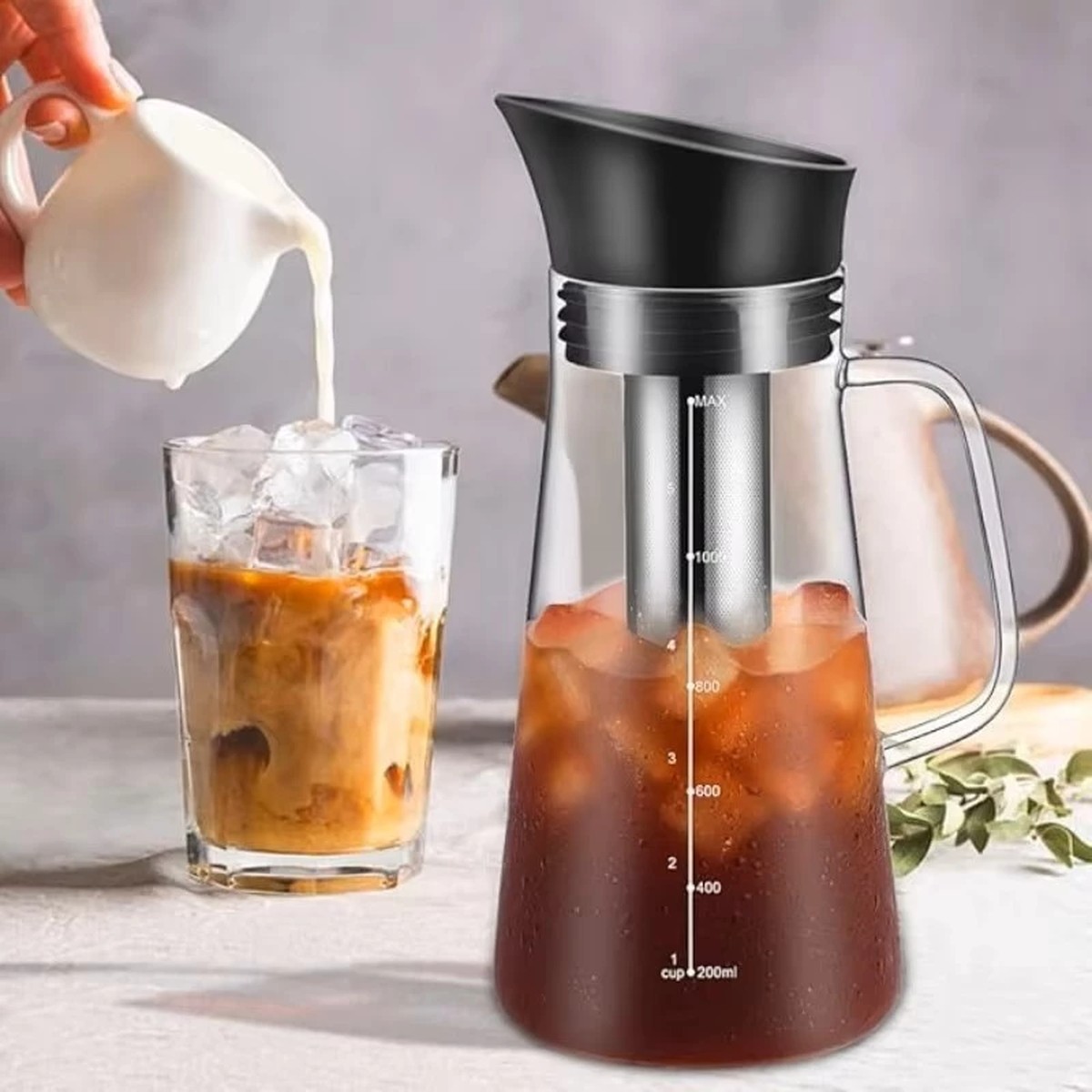 Bình thuỷ tinh kèm lõi lọc pha trà, cà phê 1500ml Momiji xuất Nhật