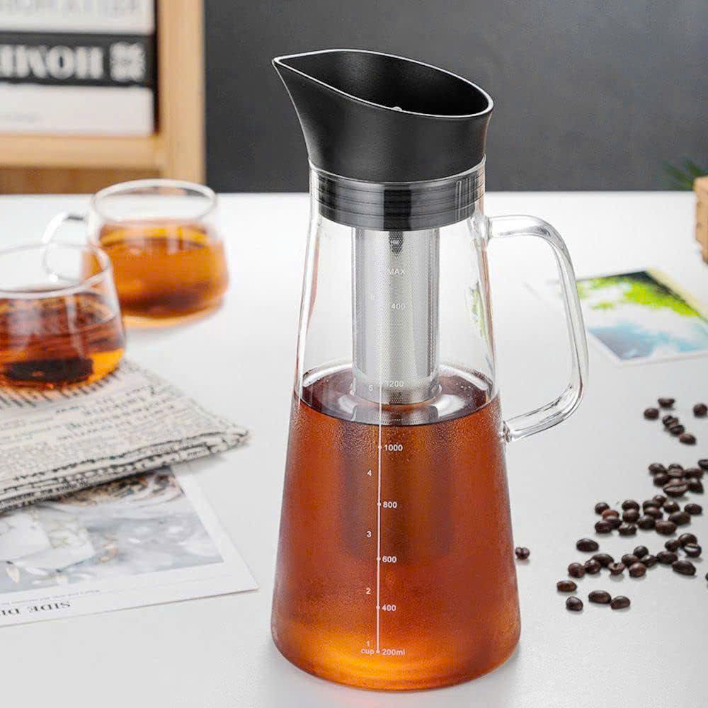 Bình thuỷ tinh kèm lõi lọc pha trà, cà phê 1500ml Momiji xuất Nhật