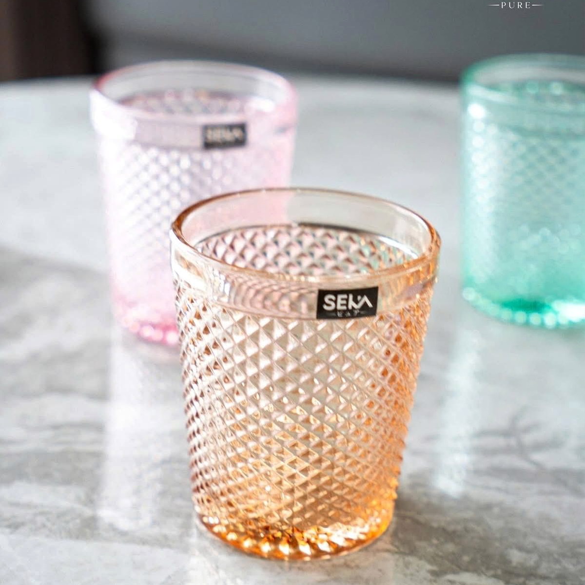 Bộ 4 cốc thủy tinh vân kim cương 300ml Seka SKT30M4