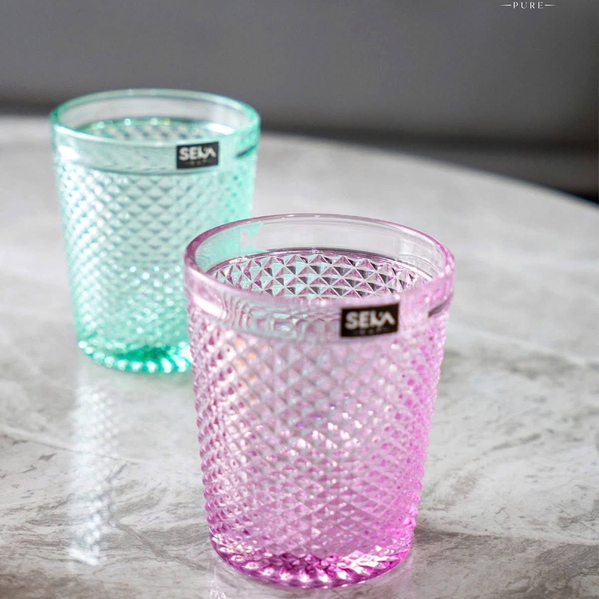 Bộ 4 cốc thủy tinh vân kim cương 300ml Seka SKT30M4