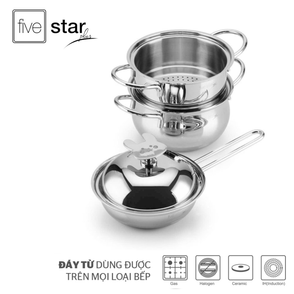 Bộ nồi xửng Inox 304 đúc liền Baby Fivestar Plus FPB3005