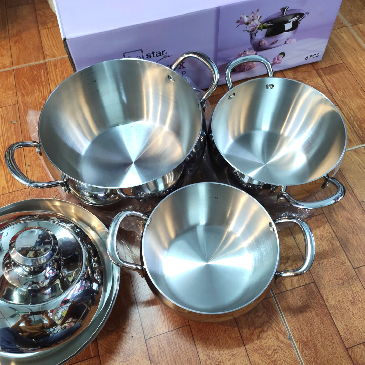 Bộ 3 nồi Inox 304 đúc liền 3 lớp hình táo Fivestar Plus FPB3006