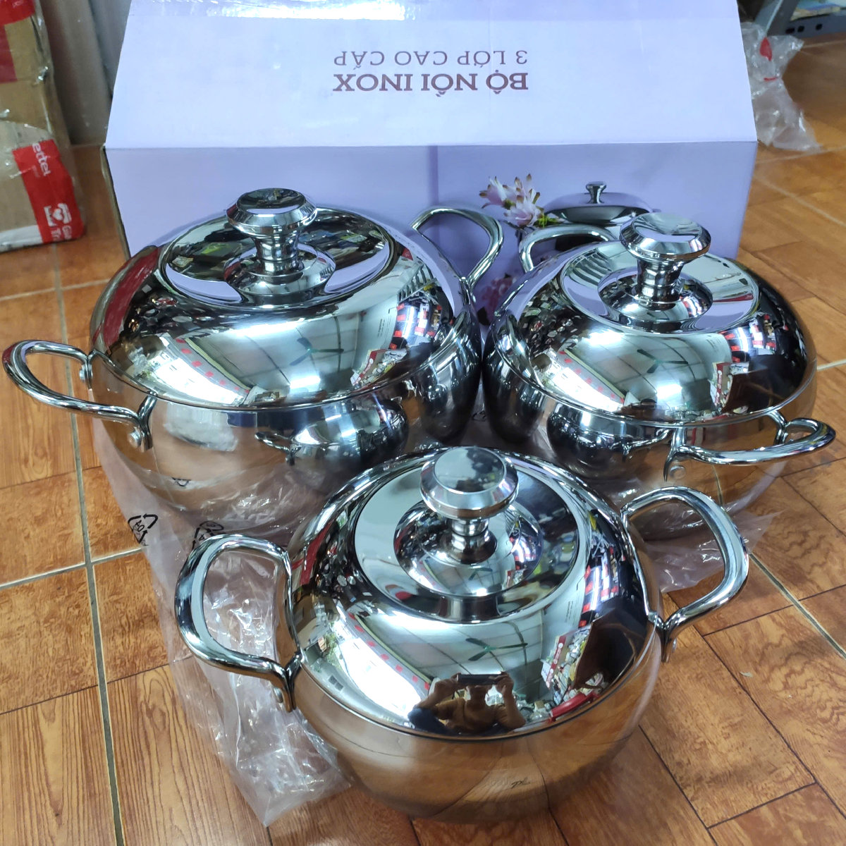 Bộ 3 nồi Inox 304 đúc liền 3 lớp hình táo Fivestar Plus FPB3006