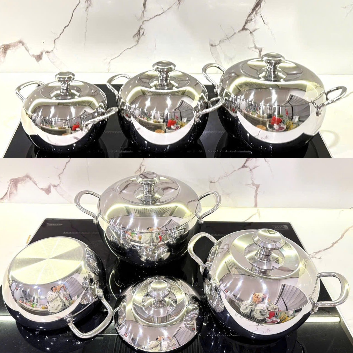 Bộ 3 nồi Inox 304 đúc liền 3 lớp hình táo Fivestar Plus FPB3006