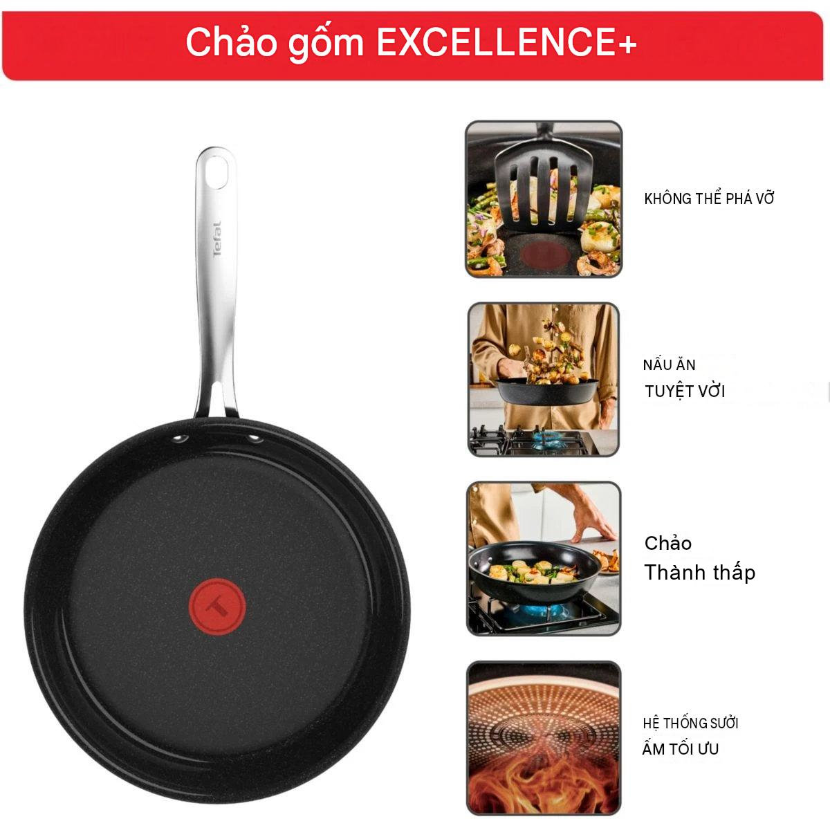 Chảo chống dính vân đá Excellence+ Ceramic Tefal Fusion Core 20cm G2150202