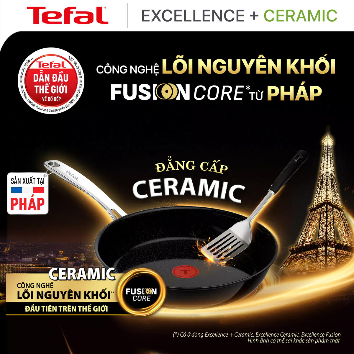 Chảo chiên chống dính 28cm Tefal Excellence+ Ceramic Fusion Core G2150623