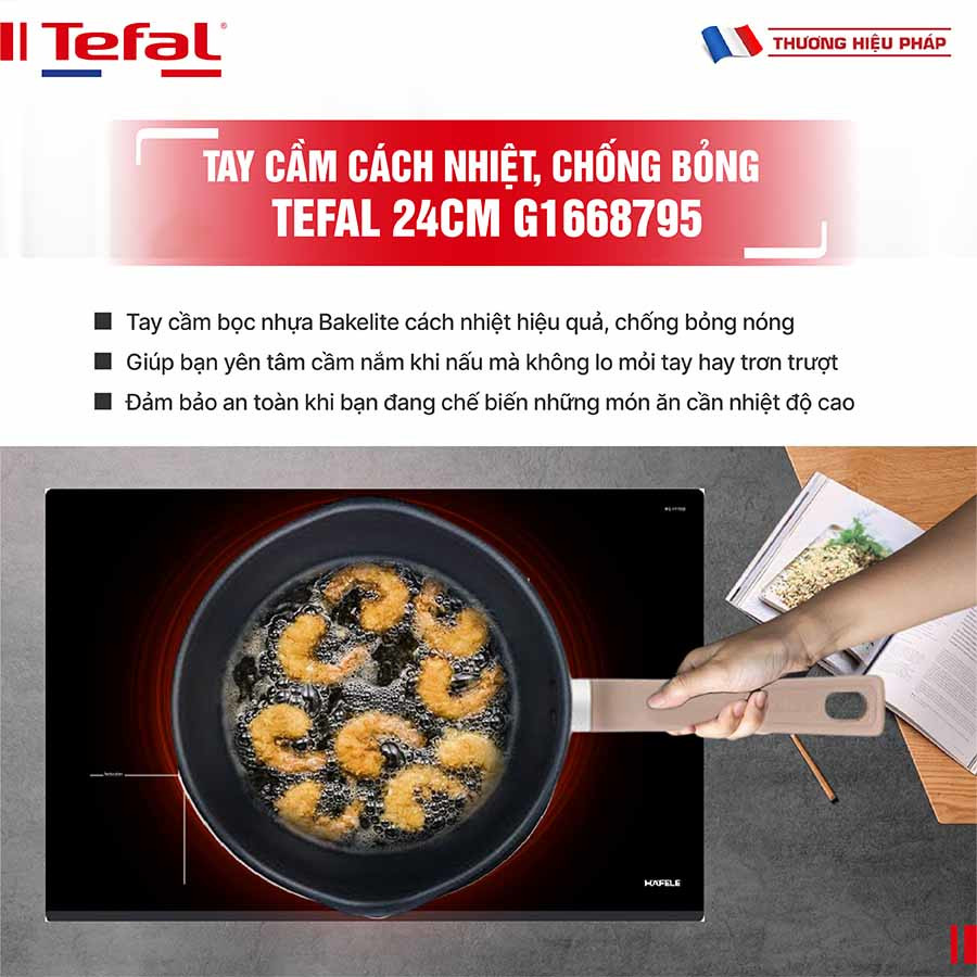 Chảo chống dính 24cm Tefal One Pick Pot Pan G1668795 đáy từ có nắp