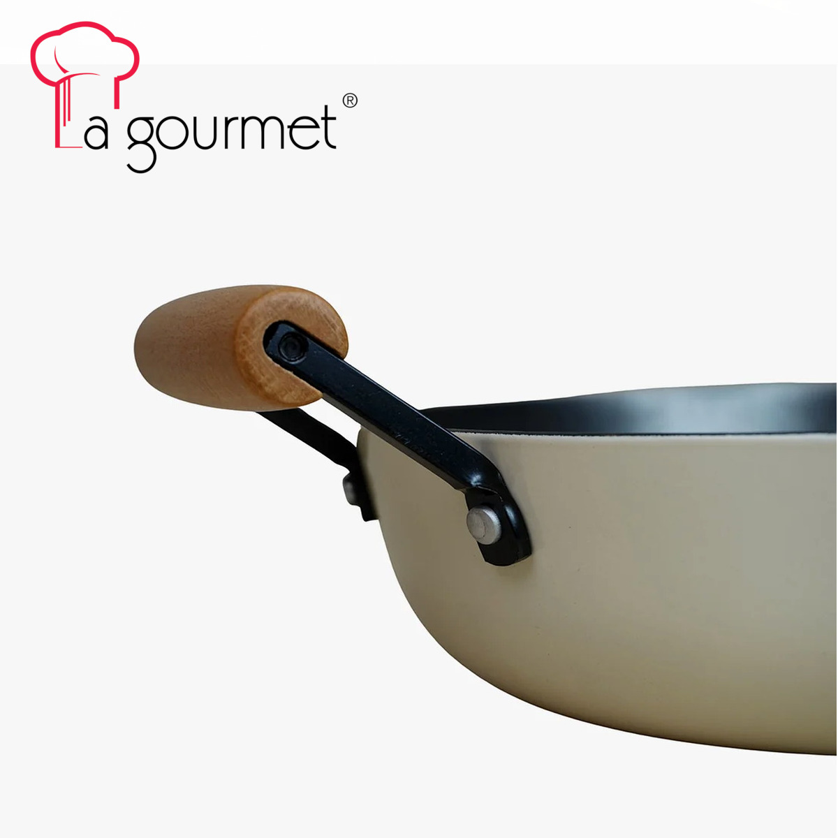 Chảo gang tráng men chống dính tự nhiên Nitrigan La gourmet 24cm kèm vung Inox