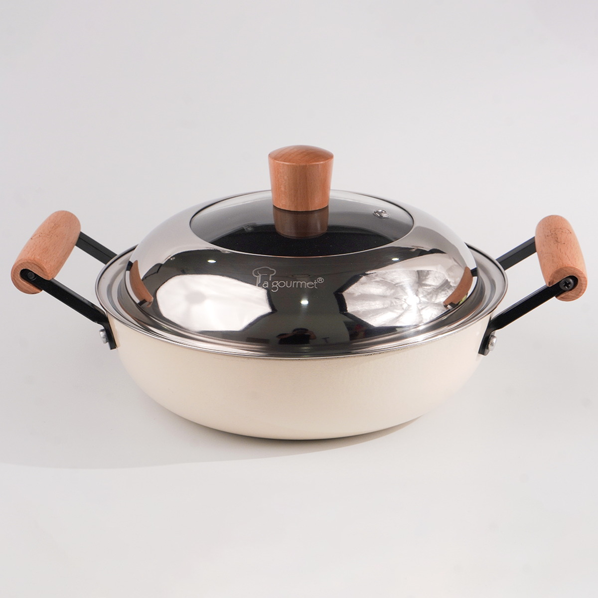 Chảo gang 2 tay cầm chống dính tự nhiên Nitrigan La gourmet 32cm