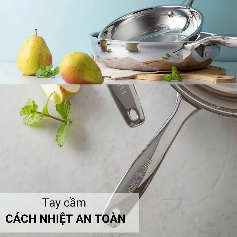 Chảo inox 304 đúc liền khối 3 lớp Fivestar Plus FPC24008