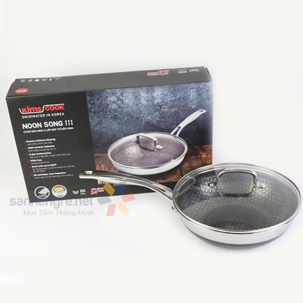Chảo xào chống dính 2 mặt Inox 3 lớp đúc liền Kimscook Noon Song 24cm
