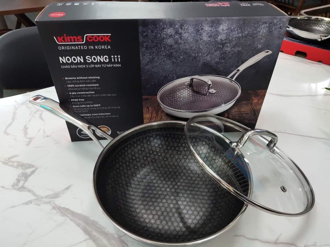 Chảo xào chống dính 2 mặt Inox 3 lớp đúc liền Kimscook Noon Song 24cm