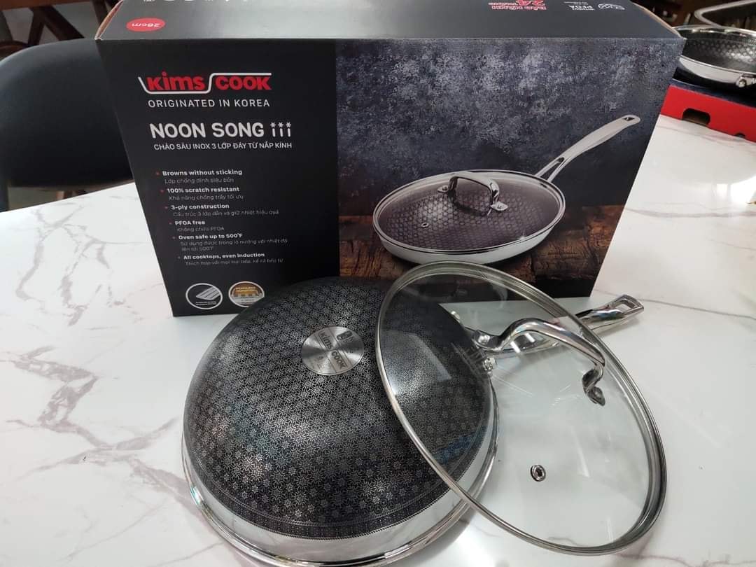 Chảo xào chống dính 2 mặt Inox 3 lớp đúc liền Kimscook Noon Song 24cm