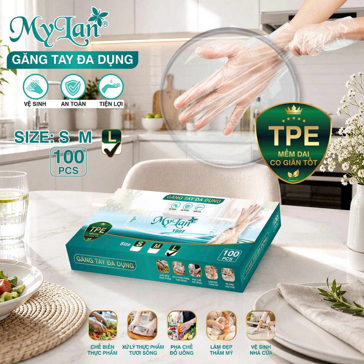 Găng tay đa dụng Mylan-Size L