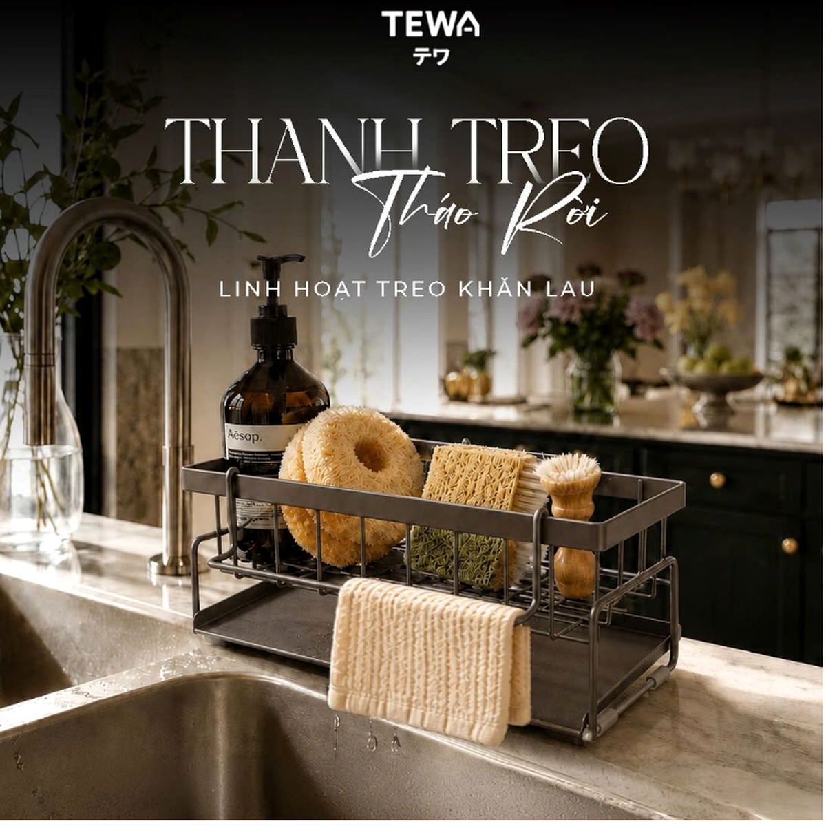 Giá để đồ đa năng Thép Carbon TEWA đặt bồn rửa bát 80082 chuẩn Nhật