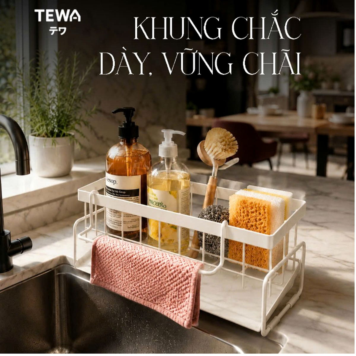 Giá để đồ đa năng Thép Carbon TEWA đặt bồn rửa bát 80082 chuẩn Nhật