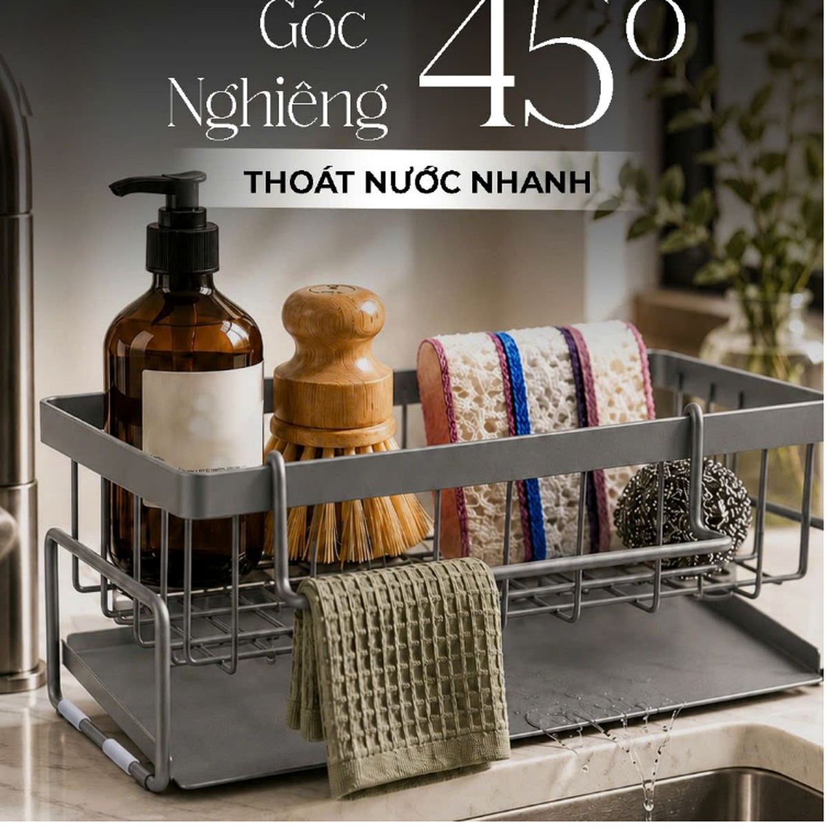 Giá để đồ đa năng Thép Carbon TEWA đặt bồn rửa bát 80082 chuẩn Nhật