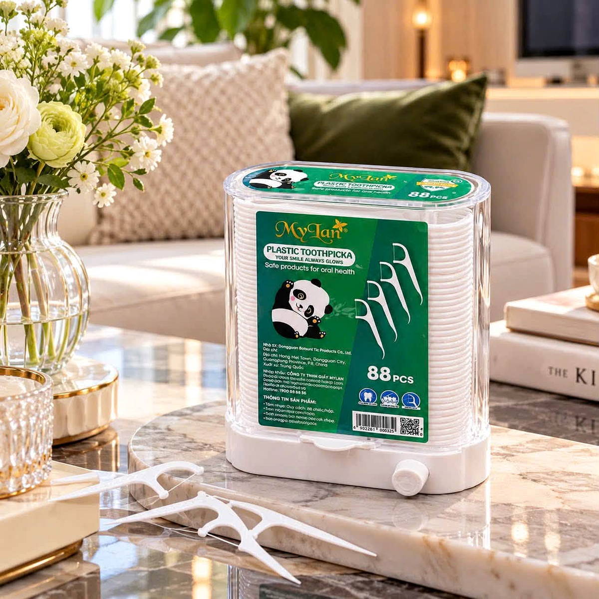 Hộp 88 chiếc tăm chỉ nha khoa để bàn tự động MyLan