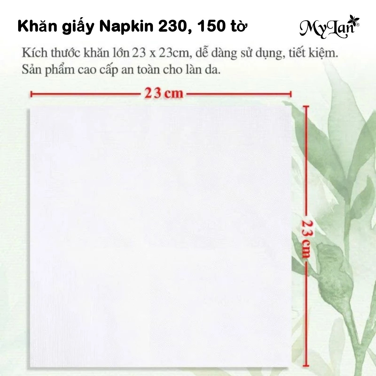 Khăn giấy Napkin Mylan 230mm 3 lớp, 150 tờ/gói