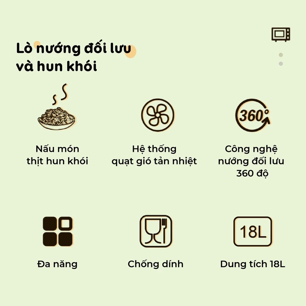 Lò hấp nướng đối lưu 18L đa năng Bear DKX-C20R5