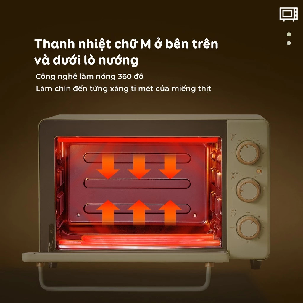 Lò hấp nướng đối lưu 18L đa năng Bear DKX-C20R5
