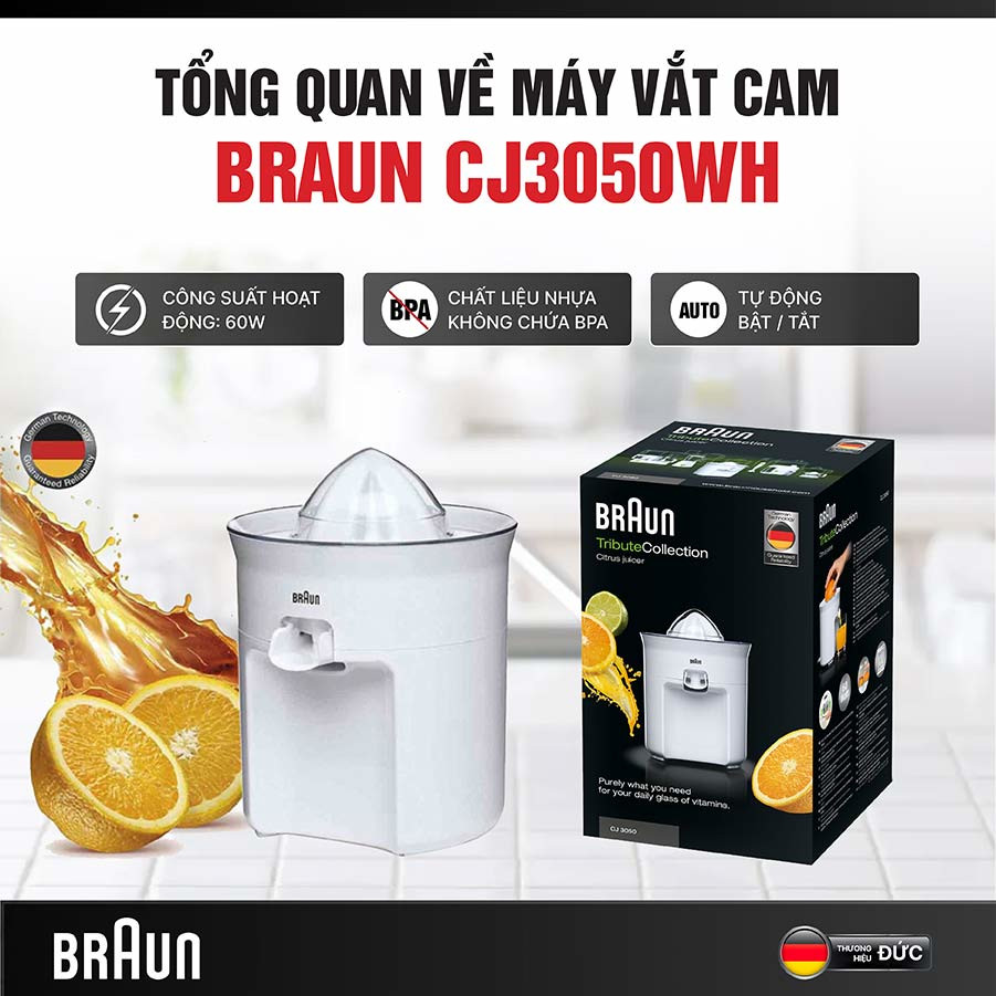 Máy vắt cam Braun CJ3050WH