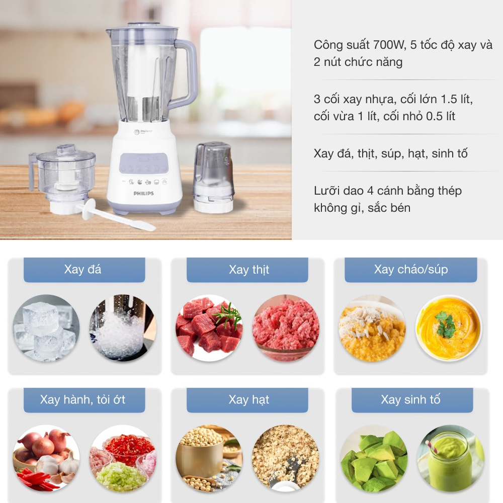 Máy xay sinh tố đa năng Philips HR2223/00