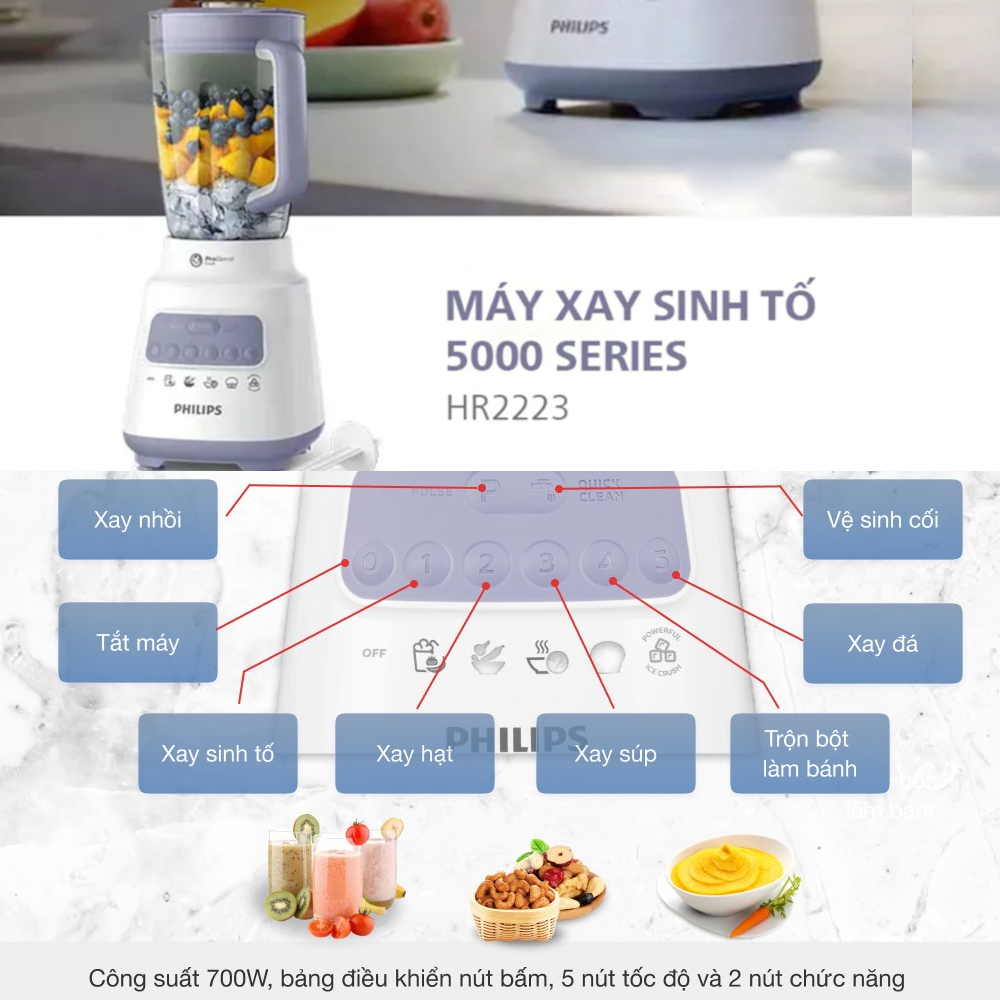 Máy xay sinh tố đa năng Philips HR2223/00