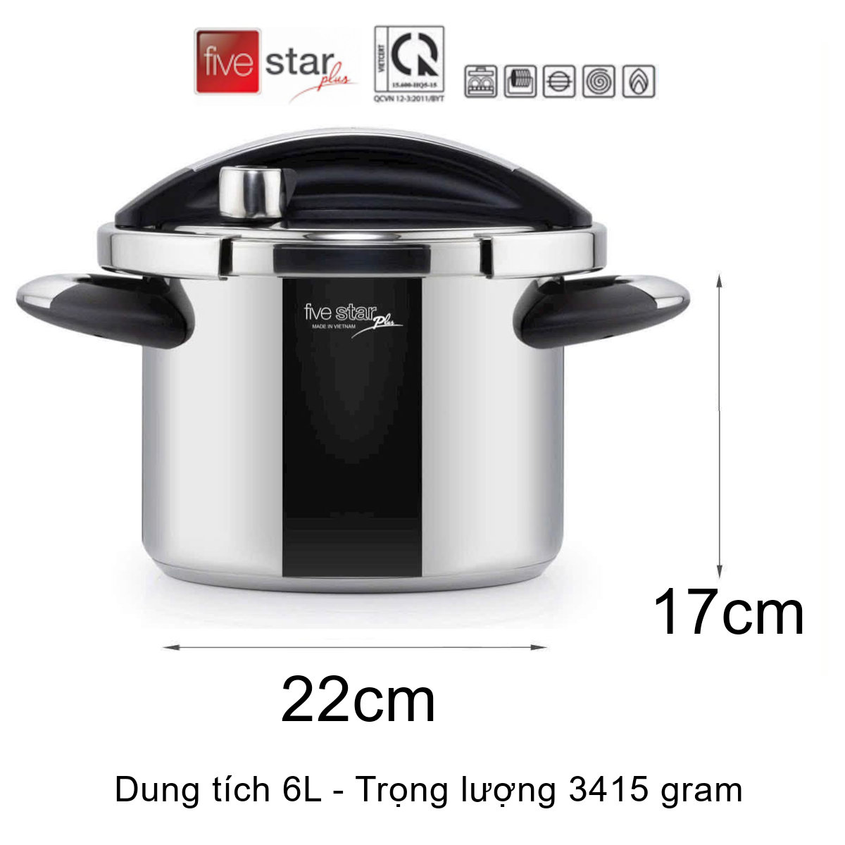 Nồi áp suất Inox 304 Fivestar Plus NutriPro Cooker 7L