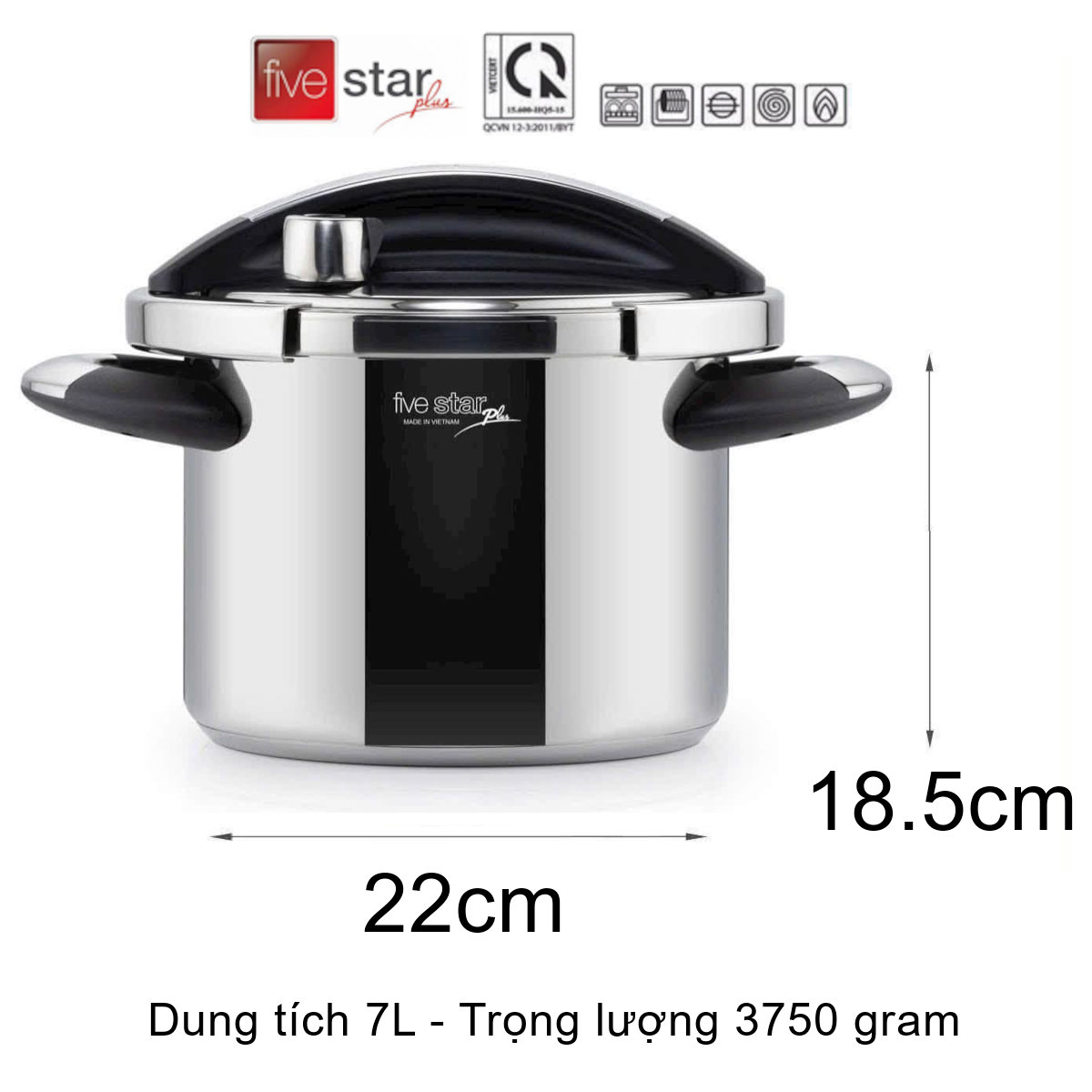 Nồi áp suất Inox 304 Fivestar Plus NutriPro Cooker 7L