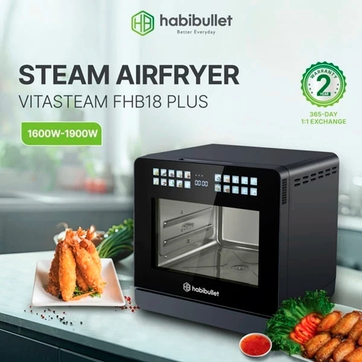 Nồi chiên hấp hơi nước Habibullet Vitasteam FHB18 PLUS dung tích 18L