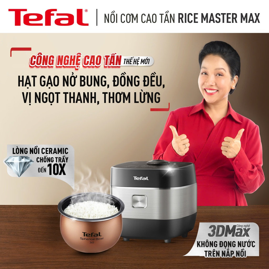 Nồi cơm điện cao tần 1.8L Tefal Rice Master 3D Max RK819868