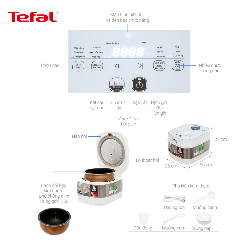Nồi cơm điện tử cao tần Tefal RK762168