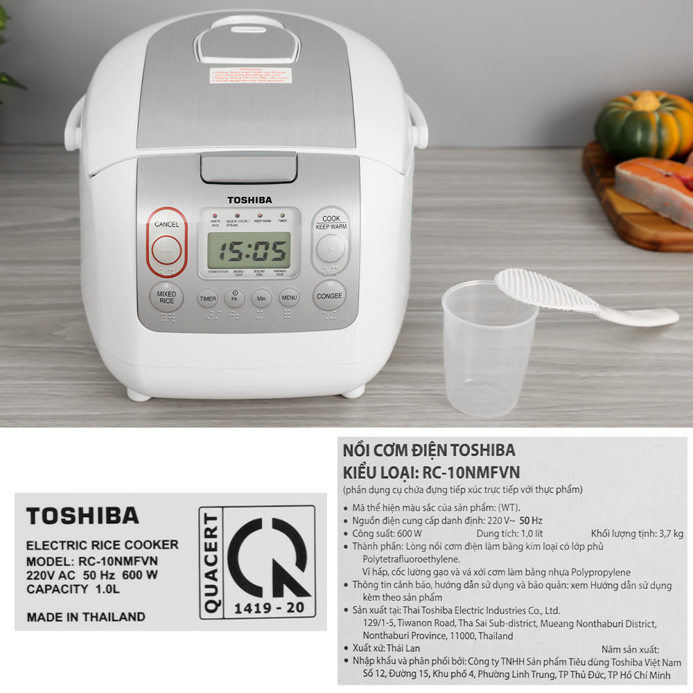 Nồi cơm điện tử Toshiba RC-10NMFVN (WT)