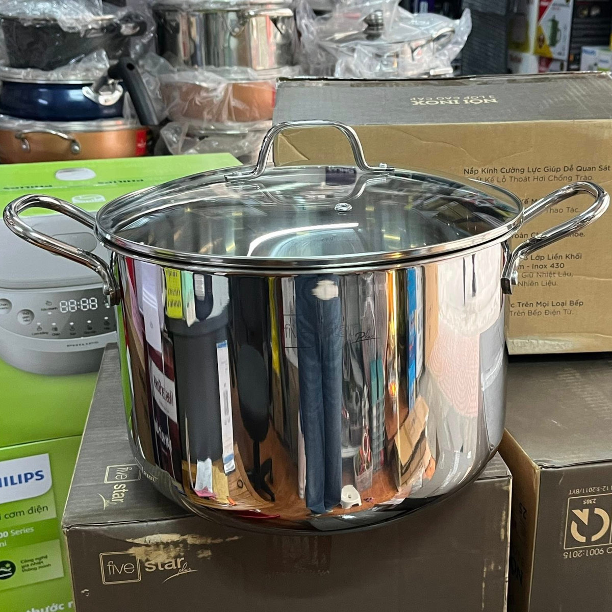 Nồi luộc gà Inox 304 đúc liền 3 lớp Fivestar Plus 28cm dung tích 10L