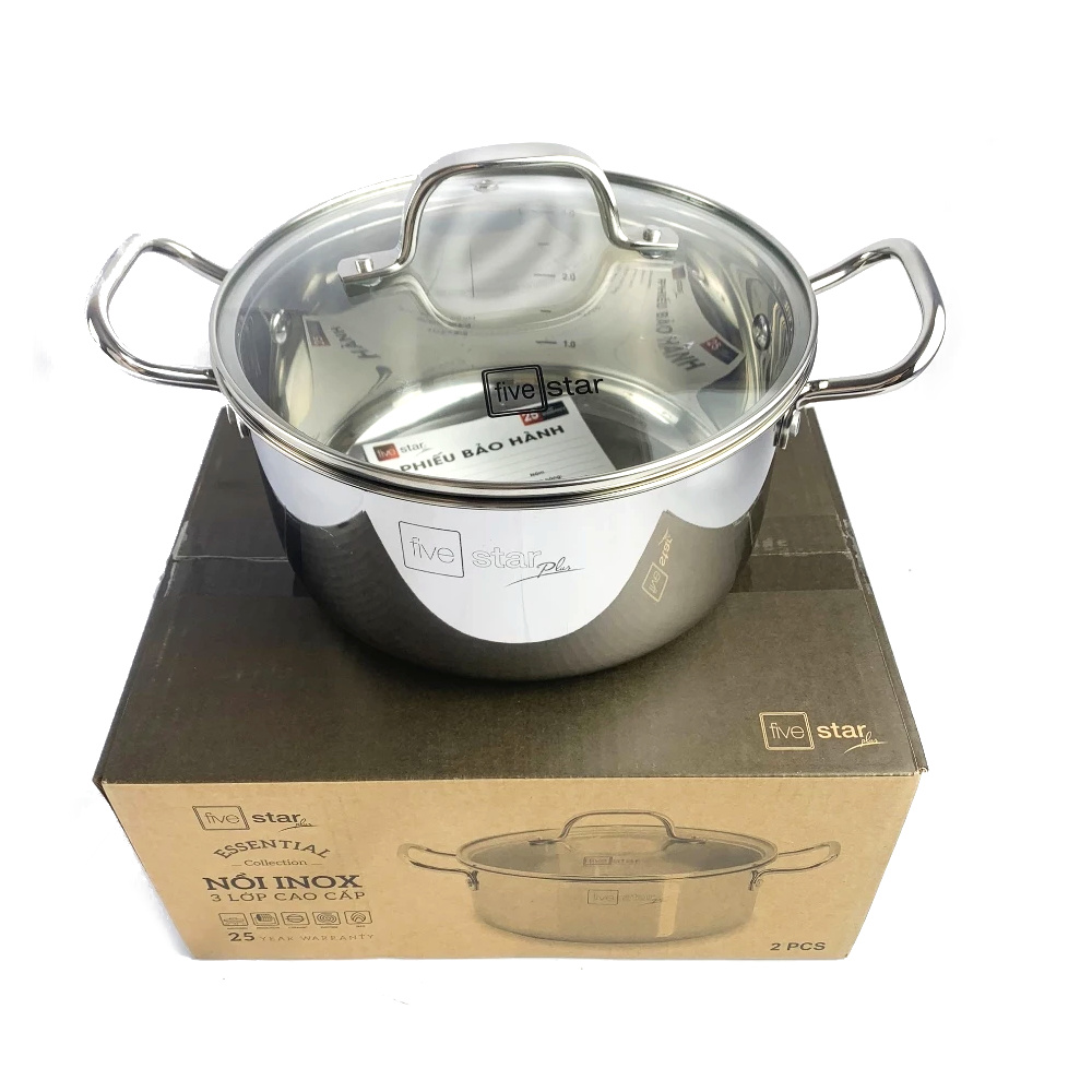 Nồi Inox 304 đúc liền khối Fivestar Plus 18cm FPN18002 vung kính