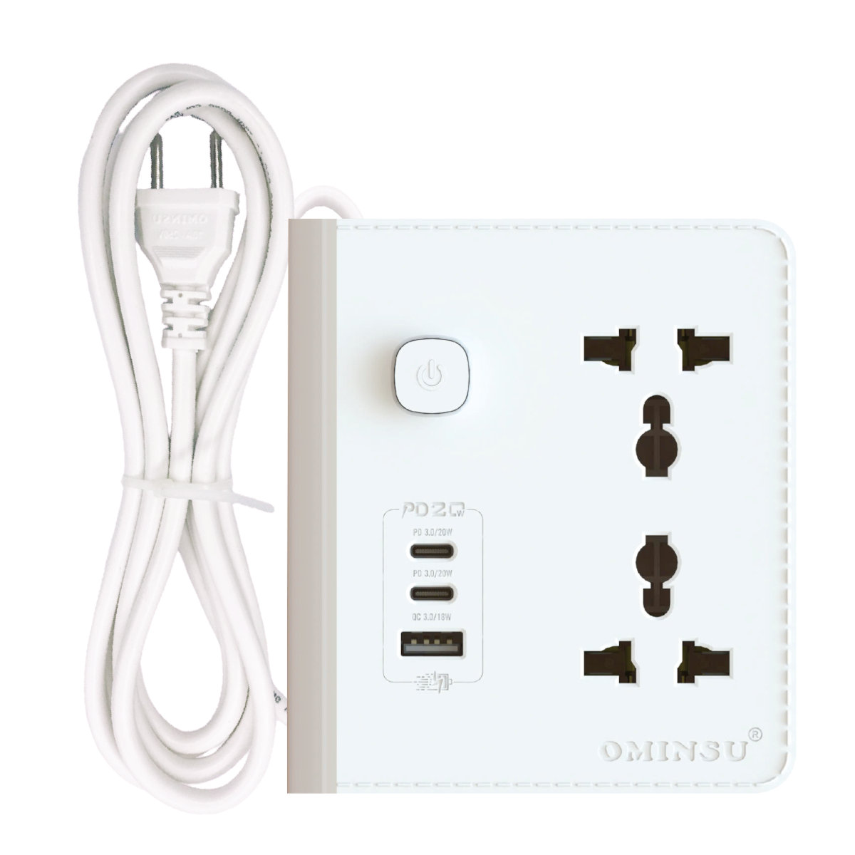 Ổ cắm điện đa năng kiêm Sạc nhanh 3 USB PD 20W Ominsu OS01 2500W