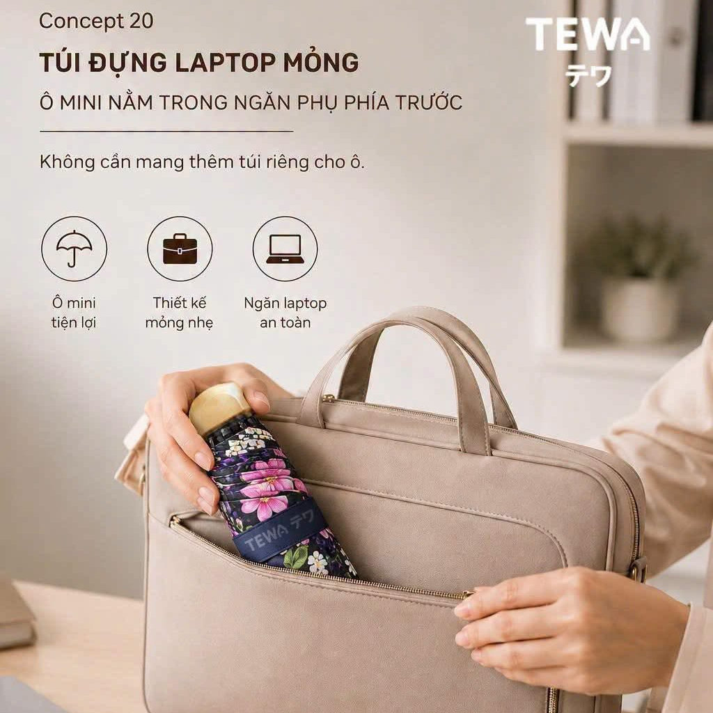 Ô hoa mini khung nhôm đạt chuẩn UPF50+ TEWA 80072 siêu nhẹ xinh