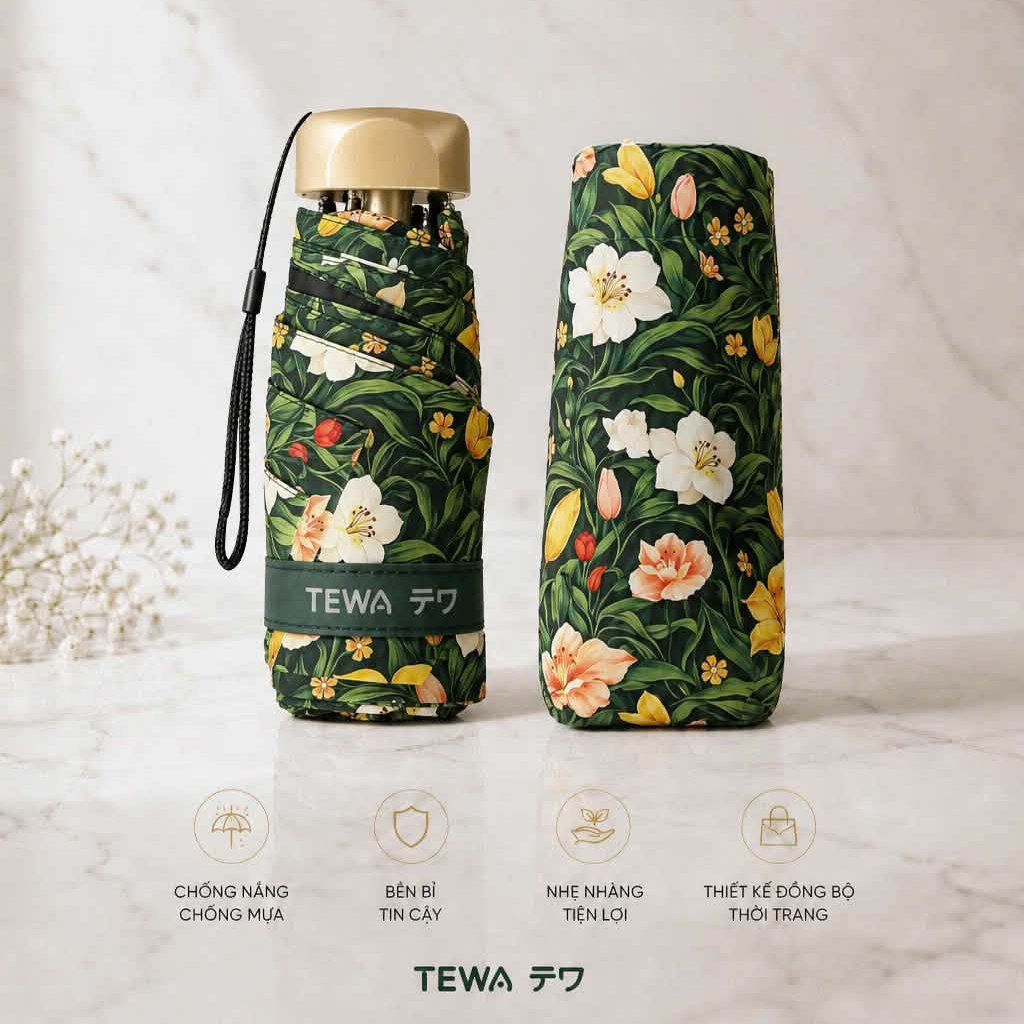 Ô hoa mini khung nhôm đạt chuẩn UPF50+ TEWA 80072 siêu nhẹ xinh