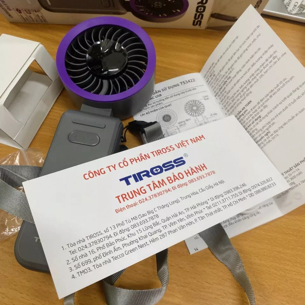 Quạt tích điện cầm tay USB Tiross TS3422