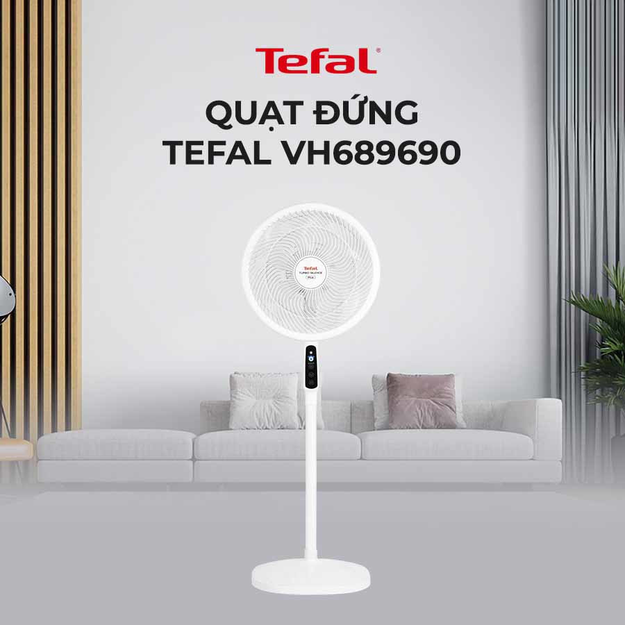 Quạt cây 6 cánh Tefal Turbo Silence Plus 80W VH689690 kèm khiển từ xa