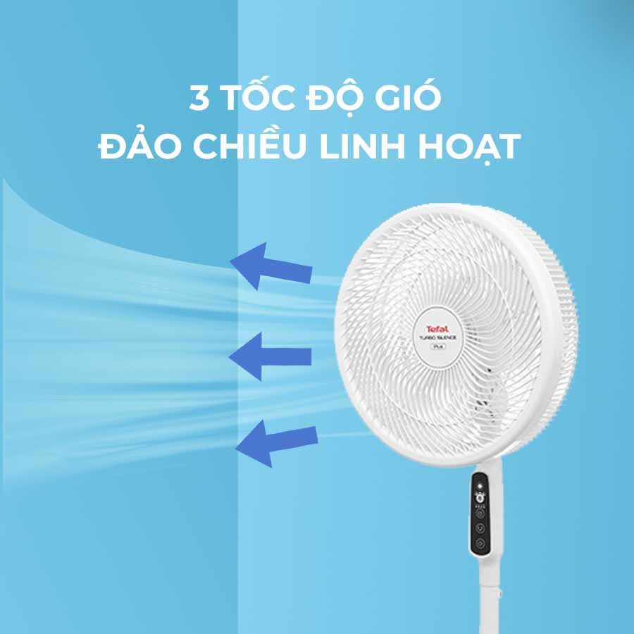 Quạt cây 6 cánh Tefal Turbo Silence Plus 80W VH689690 kèm khiển từ xa