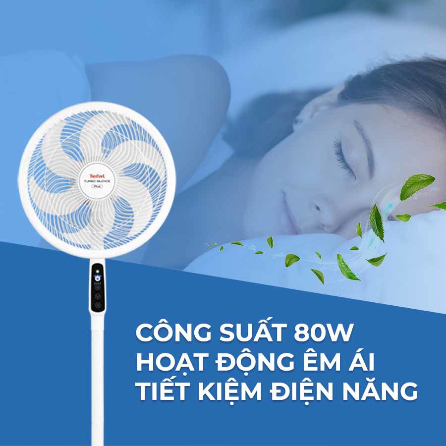 Quạt cây 6 cánh Tefal Turbo Silence Plus 80W VH689690 kèm khiển từ xa