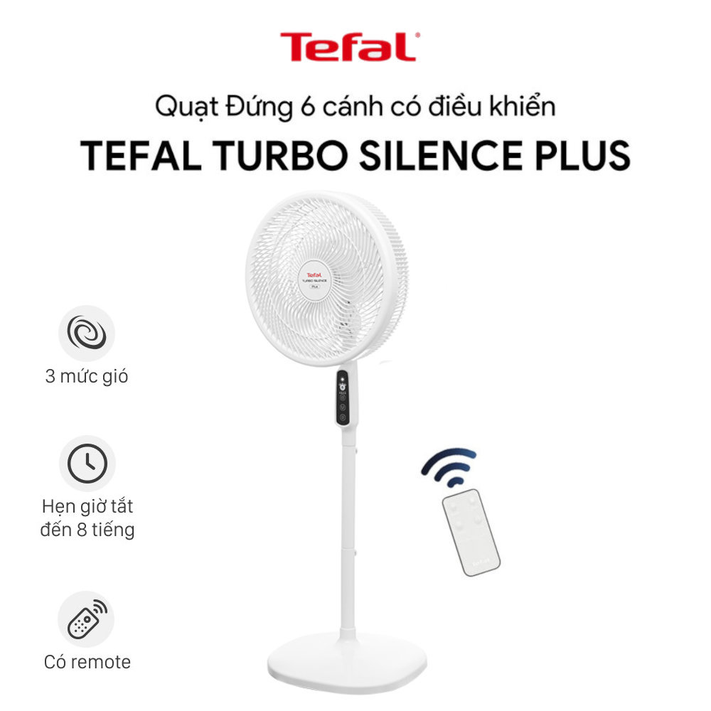 Quạt cây 6 cánh Tefal Turbo Silence Plus 80W VH689690 kèm khiển từ xa