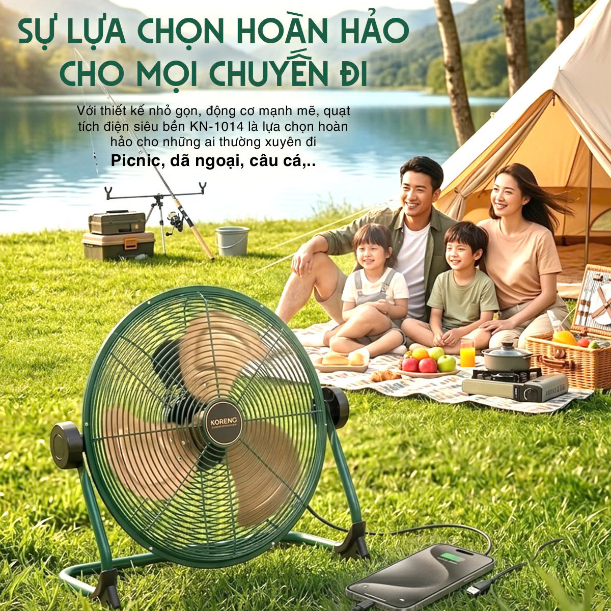 Quạt tích điện Koreno KN-1014 cánh 14 inch