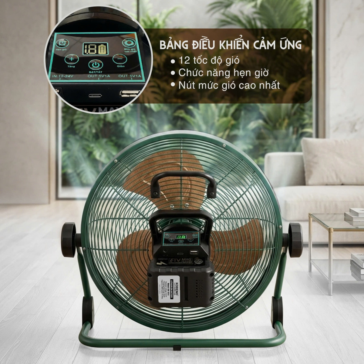 Quạt tích điện Koreno KN-1014 cánh 14 inch