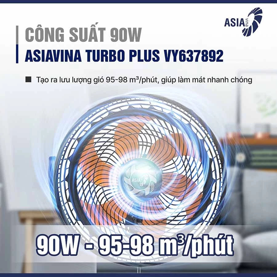 Quạt treo tường ASIAvina Turbo Plus 90W VY637892 cánh 40cm