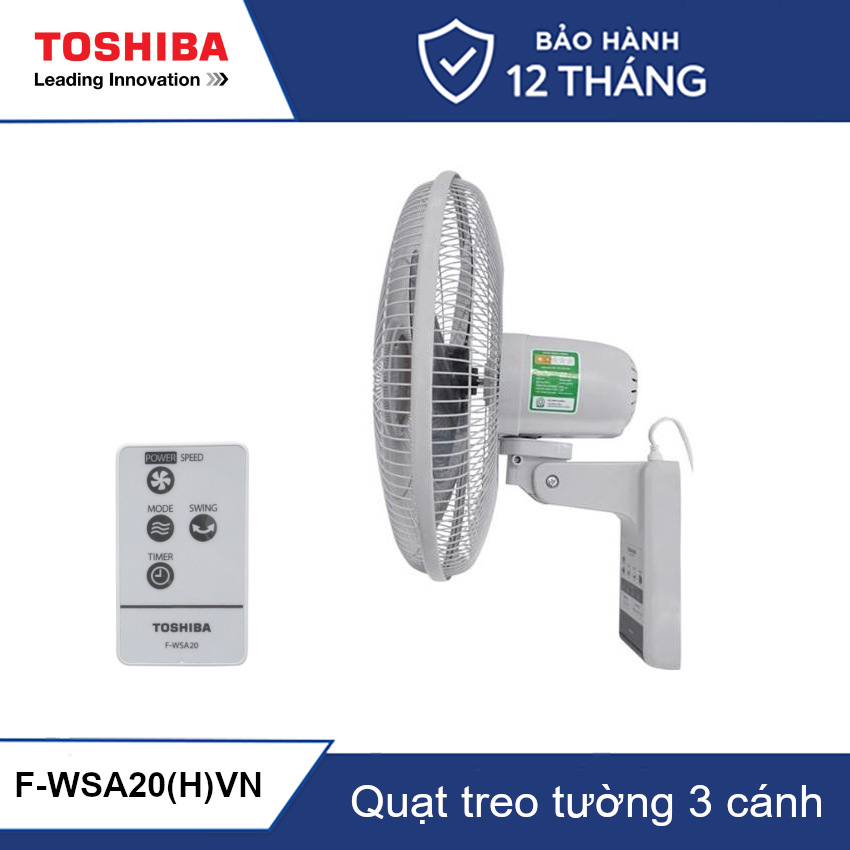 Quạt treo tường Toshiba F-WSA20(H)VN 3 cánh 3 tốc độ gió kèm khiển từ xa
