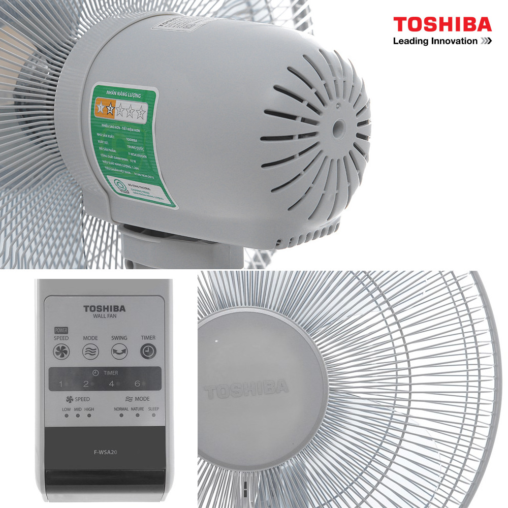 Quạt treo tường Toshiba F-WSA20(H)VN 3 cánh 3 tốc độ gió kèm khiển từ xa