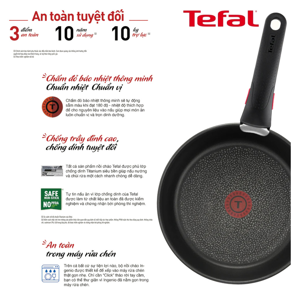 Bộ 2 chảo chống dính Titanium 24/26cm Tefal Ingenio Daily Chef L7619022 cán rời